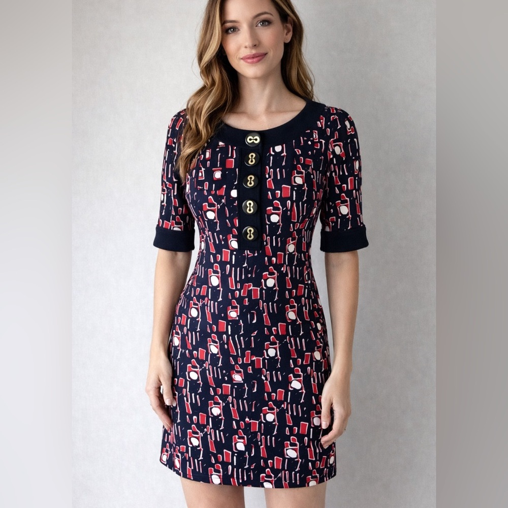 Milly of New York Red, Black and White Dress Size 4